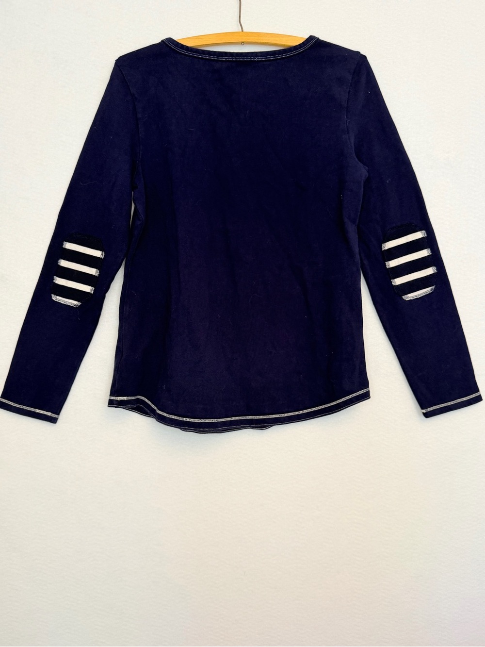 Gap Navy Heavyweight Cotton Long Sleeve Tee Elbow Patch Top M